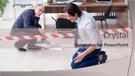  Presentation with forensic - Beautiful PPT theme featuring forense - forensic investigator investigating theft backdrop and a mint green colored foreground