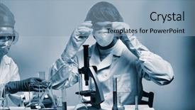  Presentation with science - Amazing slides having forensic scientist - medical science equitpment research laboratory backdrop and a light blue colored foreground