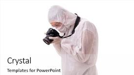  Presentation with forensic - Slide deck having forensic specialist in protective suit background and a white colored foreground