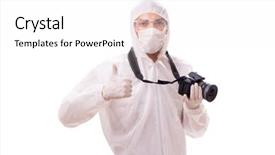  Presentation with forensic - Slide deck consisting of forensic specialist in protective suit background and a  colored foreground