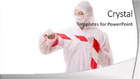  Presentation with forensic - Audience pleasing presentation theme consisting of forensic specialist in protective suit backdrop and a  colored foreground