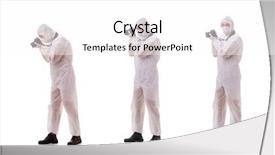  Presentation with forensic - Audience pleasing slides consisting of forensic specialist in protective suit backdrop and a white colored foreground