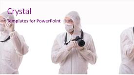  Presentation with forensic - Theme having forensic specialist in protective suit background and a lemonade colored foreground