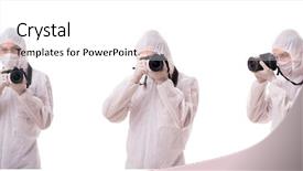  Presentation with forensic - Presentation theme featuring forensic specialist in protective suit background and a white colored foreground