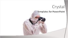  Presentation with forensic - Colorful theme enhanced with forensic-specialist-in-protective-suit backdrop and a white colored foreground
