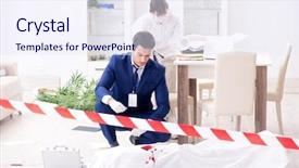  Presentation with crime scene - Cool new theme with forensics investigator at the scene backdrop and a sky blue colored foreground