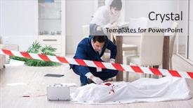  Presentation with law crime - Audience pleasing presentation consisting of forensics investigator at the scene backdrop and a light gray colored foreground