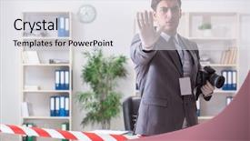  Presentation with crime scene - Slides consisting of forensics investigator at the scene background and a white colored foreground