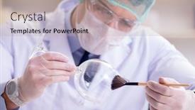  Presentation with forensics - Amazing slide set having forensics investigator working in lab on crime evidence backdrop and a mint green colored foreground