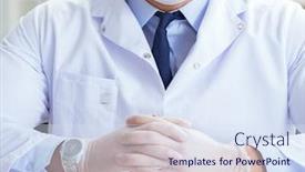  Presentation with forensics - Presentation theme with forensics investigator working in lab on crime evidence background and a sky blue colored foreground