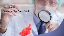  Presentation with forensics - Colorful presentation theme enhanced with dna fingerprinting - forensics investigator working in lab backdrop and a mint green colored foreground