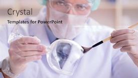  Presentation with forensics - PPT theme with forensics investigator working in lab background and a soft green colored foreground