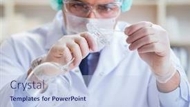  Presentation with forensics - Presentation theme having forensics investigator working in lab background and a light blue colored foreground