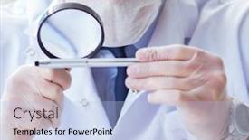  Presentation with forensics - Theme having forensics-investigator-working-in-lab background and a light blue colored foreground