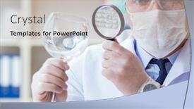  Presentation with forensics - Colorful presentation design enhanced with forensics-investigator-working-in-lab backdrop and a light gray colored foreground