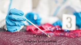  Presentation with sample - Slide deck featuring forensis - forensic scientists take dna sample background and a coral colored foreground