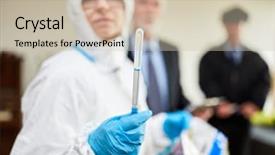  Presentation with crime scene - PPT theme having forensis - forensic technician shows swabs background and a soft green colored foreground