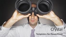  Presentation with gray - Slides featuring foresight - closeup of a businessman looking background and a light gray colored foreground