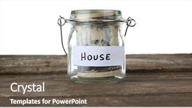  Presentation with banknotes - Audience pleasing slides consisting of foresight - jar for savings full backdrop and a dark gray colored foreground