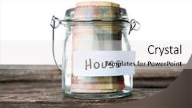  Presentation with banknotes - Audience pleasing presentation consisting of foresight - jar for savings full backdrop and a light gray colored foreground