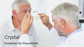  Presentation with glasses - Beautiful slide set featuring foresight - senior man wearing glasses backdrop and a  colored foreground