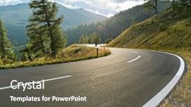  Presentation with asphalt - Cool new PPT theme with forest - asphalt road in austria alps backdrop and a gray colored foreground