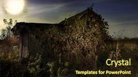  Presentation with scary forest - PPT theme enhanced with scary forest - image of haunted house background and a wine colored foreground