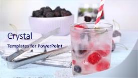  Presentation with ice frozen - PPT theme with forest berries frozen in ice background and a sky blue colored foreground