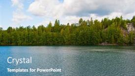  Presentation with waves - Theme with forest-beyond-the-lake background and a seafoam green colored foreground