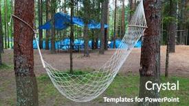  Presentation with camping - Colorful PPT theme enhanced with forest camping - image of a hammock backdrop and a tawny brown colored foreground