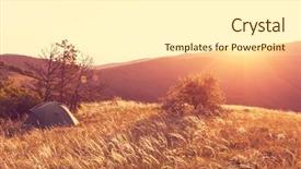  Presentation with tent - Audience pleasing presentation design consisting of forest camping - tent in grassland backdrop and a white colored foreground