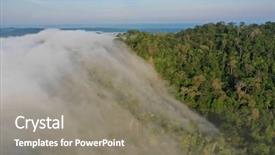  Presentation with rain clouds - Amazing slide deck having forest clouds and mountain rainforest backdrop and a gray colored foreground
