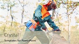  Presentation with chainsaw - PPT theme with forest-farmer-as-a-forest background and a lemonade colored foreground