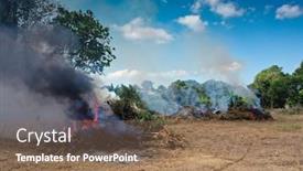  Presentation with forest fire - Beautiful PPT layouts featuring forest-fire-rainforest-burned backdrop and a coral colored foreground