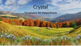  Presentation with mountains - Theme with forest flowers - beautiful autumn mountains landscape background and a light blue colored foreground