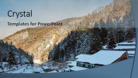  Presentation with nature japan - Slide set consisting of forest hills in winter japan background and a light blue colored foreground