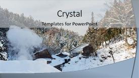  Presentation with nature japan - Slides consisting of forest hills in winter japan background and a light gray colored foreground