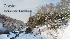  Presentation with nature japan - PPT theme enhanced with forest hills in winter japan background and a lemonade colored foreground