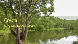  Presentation with green lake - Presentation theme having forest-lake-green-tree background and a tawny brown colored foreground