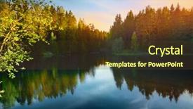  Presentation with lake - Beautiful presentation theme featuring forest lake backdrop and a tawny brown colored foreground