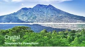  Presentation with tropical forest - Beautiful PPT layouts featuring forest landscape of batur volcano backdrop and a forest green colored foreground