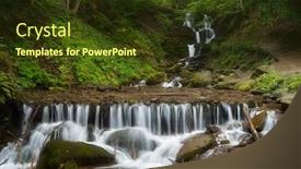  Presentation with forest stream - PPT theme enhanced with forest landscape with beautiful waterfall on a mountain river cascades cold stream beech forest carpathians ukraine europe background and a tawny brown colored foreground