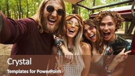  Presentation with hippie - Amazing slides having forest near retro mini backdrop and a tawny brown colored foreground