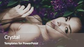  Presentation with forest - Beautiful slide deck featuring forest nymph in lilac flowers backdrop and a gray colored foreground