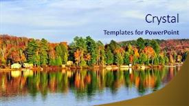  Presentation with reflecting - Amazing presentation design having algonquin provincial park - forest of colorful autumn trees backdrop and a sky blue colored foreground