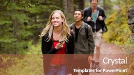  Presentation with hike forest - Presentation theme enhanced with forest on a camping background and a red colored foreground