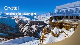  Presentation with mountain luxury resort - Amazing slides having forest restaurant - cafe at mountains ski resort backdrop and a teal colored foreground