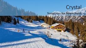  Presentation with mountain luxury resort - Presentation design consisting of forest restaurant - cafe at mountains ski resort background and a  colored foreground