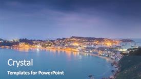  Presentation with hong kon - Colorful slide set enhanced with forest restaurant - cheung chau island at sunset backdrop and a  colored foreground