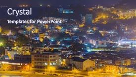  Presentation with hong kon - Slide deck having forest restaurant - cheung chau island at sunset background and a  colored foreground